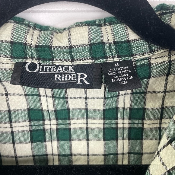 Outback Rider Green Plaid Cowboy Boot Embroidered Flannel M Women’s GUC - Picture 7 of 8